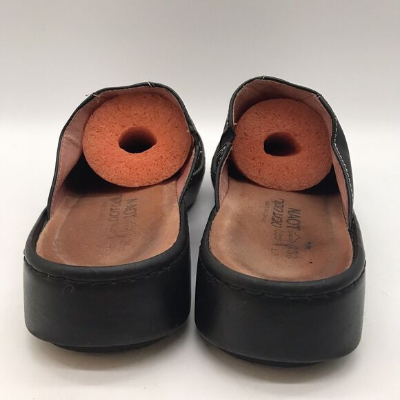 Naot Black Leather Clogs Women's 7 Embroidered Floral Slip On Mules Comfort Shoe - Picture 5 of 12